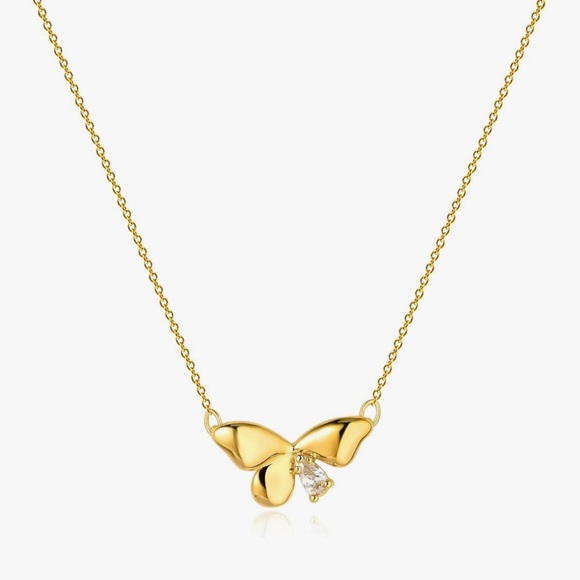 NEW 14k Gold Plated Gold Butterfly Pendant Necklace